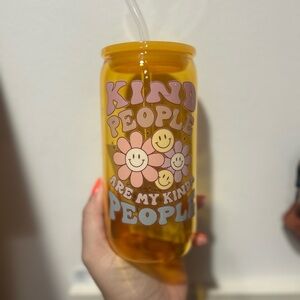 Yellow Smiley Face Glass Tumbler